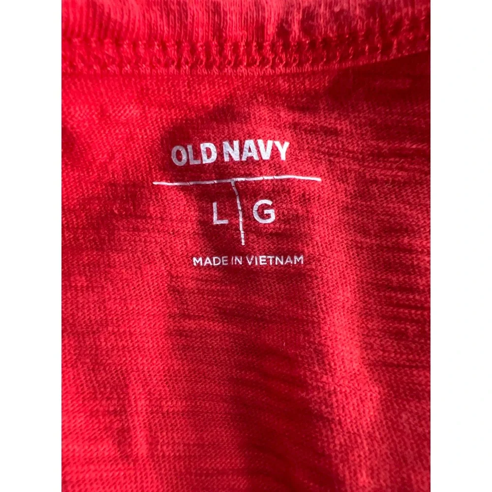 Old Navy Mens Tank Top Bundle Size Large Red Blue Stripe Palm Tree Graphic 2pk